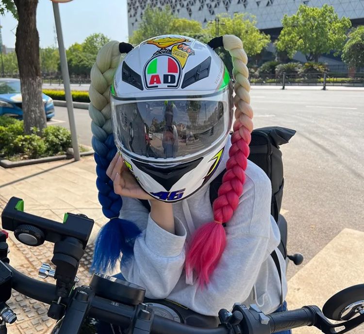 Colourful helmet braid