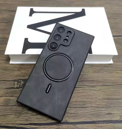 Magnetic Leather Phone Case for Samsung S24/S23/S22 – MagSafe Compatible