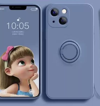 Milk Gray Silicone Case with Ring Stand