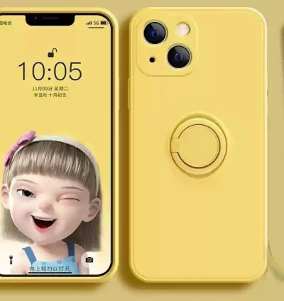 Lemon Yellow Silicone Case with Ring Stand