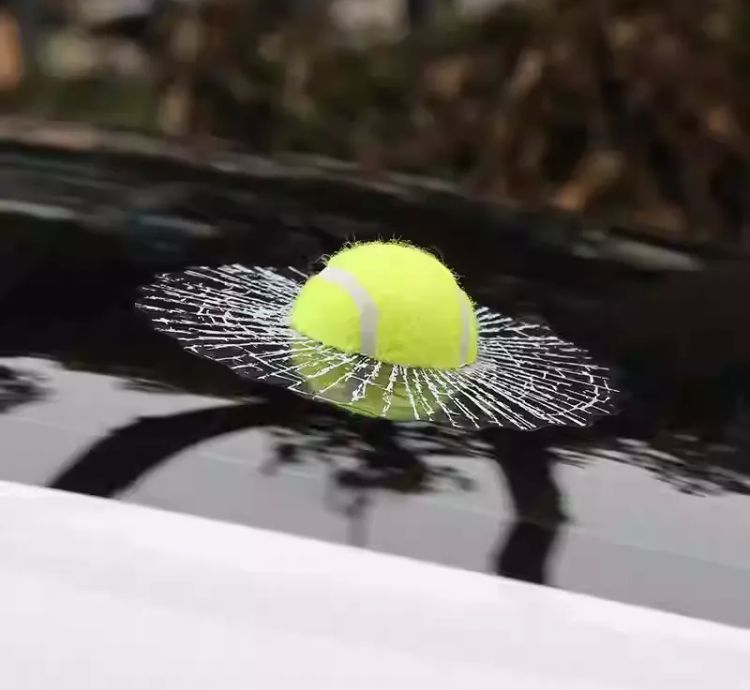 Tennis ball cracked-glass sticker